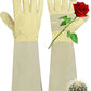 HANDLANDY Rose Pruning Gardening Gloves for Men Women, Thorn Proof Forearm Protection Leather Garden Gloves, Gardening Gifts for Gardeners (Beige- goatskin, Large (Pack of 1))