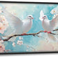 Large White Dove Flower Wall Art for Living Room, Framed Oversized Pigeon Cherry Blossom Wall Decor Nature Canvas Painting Modern Artwork for Living Room Bathroom Bedroom Office Dining Room 60"x30"
