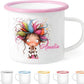 Personalized 12 oz Enamel Mug with Name - Custom Camping Coffee Mugs for Home, Work, Travel, Camping - Birthday Christmas Gift for Family Friend (Cute Quirky Girl)