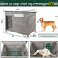 43.3" L Dog House Outdoor for Large Breeds Dogs Anti Chewing Iron Frames Dog Kennel Wooden Pet Houses for Indoor Outdoor with Weatherproof Roof,6 Elevated Feet, Reinforced Bottom Support