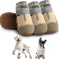 Hcpet Dog Shoes for Large Dogs, Waterproof Dog Booties for Small Medium Dogs, Anti-Slip Dog Boots & Paw Protectors for Hot Pavement Winter Snow Hiking with Reflective Straps Khaki Size 8