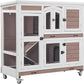 Aivituvin Rabbit Hutch Bunny Cage with Wheels Indoor Outdoor 47" Two Story Guinea Pig Cage with 2 Deep No Leak Tray