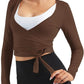 Women Tie Front Shrug Long Sleeve Bolero Cardigan Lightweight Casual Tops