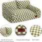 Hollypet Fluffy Plush Dog Cat Pet Couch Soft Calming Sofa Bed for Medium Small Cats and Dogs, Green and White