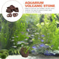 Housoutil Lava Rock Aquarium, 6PCS Aquarium Volcanic Stone Plant Fixer Ornaments, Double-Hole Fish Tank Rocks Ornament for Aquascaping, Fish Tank, Terrarium and Landscape Design