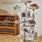 Taoqimiao Cat Tree, 71-Inch Cat Tree Cat Tower for Indoor Cats, Plush Multi-Level Cat Condo with 10 Scratching Posts, 2 Perches,Basket, 2 Caves,Hammock, 2 Pompoms,MS020W Light Gray