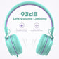 Kids Headphones, AILIHEN I35 On-Ear Headphones for School, 93dB HD Mic Stereo Headphone for Kid Girls Children, Foldable Wired 3.5mm for Chromebook, Laptop, Computer, Tablet (Green Purple)