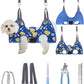 PAWCHIE Dog Grooming Hammock Harness for Dogs & Cats with Pet Nail Clipper Trimmer - Cat Hanger Sling for Trimming Clipping Nails- Dog Hammock Restraint Bag for Small Medium Large Dog, Navy Blue XS