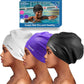 3 Pack Extra Large Swim Cap for Braids & Dreadlocks - Waterproof Silicone Swim Hat for Women with Long Thick Hair, Protective Swim Cap Cover Ears for Swimming, Shower, Bathing