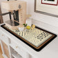 AMOAMI Coffee Mat Hide Stain Rubber Backed Absorbent Dish Drying Mat for Kitchen Counter - Fits Under Coffee Maker or Machine - Khaki 17x31.5