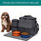 Modoker Airline Approved Pet Travel Bag, Weekend Dog Travel Set for Dog and Cat, Airline Approved Tote Organizer with Multi-Function Pockets 2 Food Storage Containers, 2 Collapsible Bowls (Dark Gray)
