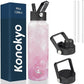 40oz Insulated Water Bottle Stainless Steel Sport Bottles with 3 Lids,Marble Blossom
