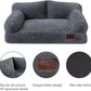 Hollypet Fluffy Plush Dog Cat Pet Couch Soft Calming Sofa Bed for Medium Small Cats and Dogs, Gray