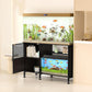 Fish Tank Stand, Modern Aquarium Stand with Built-in Cabinet and Shelves - Sleek Black Iron and Wood Grain Design for Stylish Home Décor（ 51.97" x W 19.69" x H 31.5"） Black