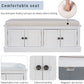 Storage Bench with 4 Doors and Adjustable Shelves, Shoe Bench with Removable Cushion for Living Room, Entryway 42.7" L x 16" W x 17.4" H (White)