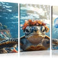 Wivsev Sea Turtle Canvas Wall Art,Under Sea Wall Art,Sea Life Pictures Wall Decor,Ocean Animal Painting for Bathroom,Living Room,Bedroom (24" x 36" x 3 pcs)