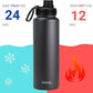 DRINCO Stainless Steel Water Bottle Spout Lid Vacuum Insulated Double Wall Water Bottles Wide Mouth (40oz 32oz 22oz 18oz 14oz) Leak Proof Keeps Cold or Hot (40 oz, 40oz Black)
