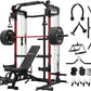 Mikolo Power Cage, 2000LB Power Rack with Independent Dual Pulley System, Multi-Function Home Gym Workout Machine for Cable Crossover