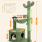Cactus Cat Tree 40" Cat Tower with Large Metal Carpet Hammock, Cat Scratching Post for Indoor Cats with Condo & Replaceable Toy Ball, Green