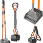 28" Pooper Scooper and 38" Heavy Duty Stainless Steel Rake & Tray Set, 3 in 1 Portable Dog Pooper Scooper Set for Large Medium Small Dogs in Grass, Dirt or Gravel