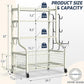 PLKOW Dumbbell Rack, Weight Rack for Dumbbells, Home Gym Storage for Dumbbells Kettlebells Yoga Mat and Balls, All in One Workout Storage with Wheels and Hooks, Powder Coated Finish Steel