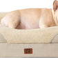 EHEYCIGA Memory Foam Dog Bed for Medium Size, Orthopedic Dog Sofa with Sides and Waterproof Liner, Washable Bolster Pet Bed Couch with Removable Cover, 30x20x6.5 Inch, Beige