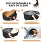 Dog Car Seat for Medium & Large Dogs up to 55 lbs, Elevated Booster Seat with Anti-Slip Base, Detachable & Machine-Washable Pet Car Bed for SUV/Sedan (Black/Brown)