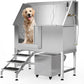 50" Stainless Steel Professional Dog Washing Station - Pet Bathing Tub w/Non-Slip Stairs & Storage Shelf | Slip-Resistant Floor Grate | for Large/Medium/Small Dogs