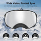 Dog Sunglasses UV Protection Clear Dog Goggles Windproof Glasses with Elastic Straps for Medium-Large Breed, Black Frame + Silver Lens