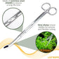 2PCS 15" Curved Aquarium Tweezers Long and 9.8" Aquarium Scissors, Feeding Tongs and Scissors with Protective Cap, Stainless Steel Aquascaping Tools for Plant Trimming and Reptile Feeding