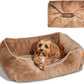 FUZI Luxury Dog Bed with Extra Cover for Small Dogs, Washable Pet Couch, Pet Bed with Sides, Non-Slip Bottom, Soft & Durable Calming Dog Bed, Faux Rabbit Fur, Small 25.1x16.75x9.5 Light Brown