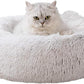 Love's cabin Calming Cat Bed for Indoor Cats, Anti-Anxiety Donut Round Dog Bed, Fluffy Faux Fur Washable Pet Bed for Small Medium Dogs and Cats,Tie-Dye/Coffee,20in