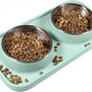 Cat Food Bowls, Cat Bowls Non-Skid and Non-Spill Silicone Pads with PP Stand, Removable Stainless Steel Food and Water Dishes for Cats, Small Size Dogs