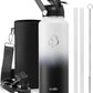 BUZIO Insulated Water Bottle with Straw Lid and Flex Cap, 40oz Modern Double Vacuum Stainless Steel Water Flask, Cold for 48 Hrs Hot for 24 Hrs Simple Thermo Canteen Mug, White and Black