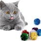 AUEAR, 12 Pack 2 Inch Sparkle Ball Shiny Glitter Tinsel Pom Poms Interactive Cat Balls for Kittens (6 Colors)