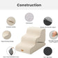 Gardner Pet Dog Stairs for Small Dogs 16.5" H, 2 in 1 Transformable 3-Step Pet Stairs and Dog Ramp for Couch (13-20 in), Beige Adjustable Pet Steps with Non-Slip Waterproof Cover and CertiPUR-US Foam