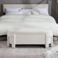 Modern Upholstered Storage Bench, Boucle Sherpa Fabric 50" Long Entryway Bench with Storage and Seating, Comfy Cute Ottoman Bench for Living Room/End of Bed/Hallway, White