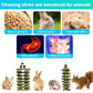 WDEFUN Natural Peach Wood Clover Cake Teeth Grinding Toy String - Rabbit Snack Chewing Toy, Safe and Durable Pet Teeth Grinding Rod, Caring for Dental Health