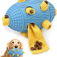 Interactive Dog Toy with Natural Rubber Soccer Design, Dental Care, Pet Energy Relief Brain Teaser Toy, Activity Training Foraging Toy, Mentally Stimulating Slow Feeder Dog Treat Dispenser Blue