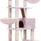 Heybly Cat Tree, 68 inch Multi-Level Cat Tower for Indoor Cats, 2 Widened Plush Perches Cat Condo with Scratching Board and Big Caves, Muchroom HCT025MU