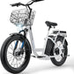 Caroma Electric Scooter with Seat, 48V Removable Battery E-Bike, Up to 30Miles&20MPH, 500/800/1200W Motor, 20" Fat Tire Adult Electric Bicycles for Commuting with Basket