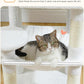 White Cat Tree for Indoor Cats, 45.7" Multi-Level Cat Tower with Large Metal Frame Hammock, Cat Condo with 4 Scratching Posts and Top Perch, White