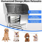 Professional Dog Grooming Tub, 50" Stainless Steel Dog Wash Station with Foldable Ramp, Storage Drawer, Floor Grate & Faucet/Dog Bathtub for Large, Medium & Small Pets - Left Door (50")
