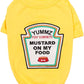 Parisian Pet Dog Shirt - Embroidered “Mustard on My Food“ - 100% Cotton and Polyester Dog Clothes - Sleeved, Lightweight Costume for Dogs - Yellow Dog Shirts for Large Dogs - Pet Costumes - L