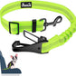 SlowTon Dog Seat Belt, Adjustable Dog Safety Belt Leash, 2 in 1 Latch Bar Attachment Dog Car Seatbelt with Elastic Nylon Bungee Buffer, Reflective Nylon Belt Tether (Lime)