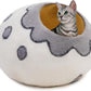 Woolygon Premium Felt Cat Cave Bed – Wool Kitty Beds Handcrafted Kitten Caves Bed for Indoor Cats - Made from 100% Eco-Friendly Merino Wool, Foldable Cat Hidewawy Covered Cat House Pod (Flower Collar)