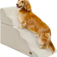 Dog Step for Bed, Dog Stair 5-Step 35D Pet Stair 19.7" H for High Bed or Sofa Non-Slip Balanced Pet Step Indoor, Beige