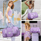 FIORETTO Womens Gym Tote Duffle Bag with Toiletry Bag, Sports Duffel Overnight Hospital Workout Carry on Bag for Girls with Wet Pocket & Shoe Compartment, Ideal for Travel, Swimming, Dance Purple