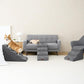 EHEYCIGA Curved Dog Stairs Ramp for High Beds 19.7" H, 4-Step Dog Steps for Small Dogs and Cats, Pet Stairs for High Bed Climbing, Non-Slip Balanced Pet Step Indoor, Grey