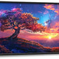 Quorin Tree Large Wall Art Sunset Mountain Landscape Pictures Red Tree of Life Wall Decor Nature Canvas Print Painting Artwork for Bathroom Living Room Bedroom 60L x 30W